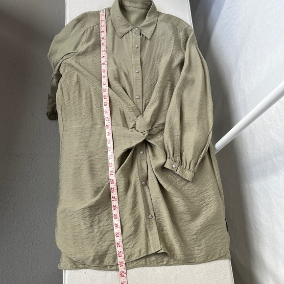Zara Khaki Long Sleeve Dress - Picture 9 of 14